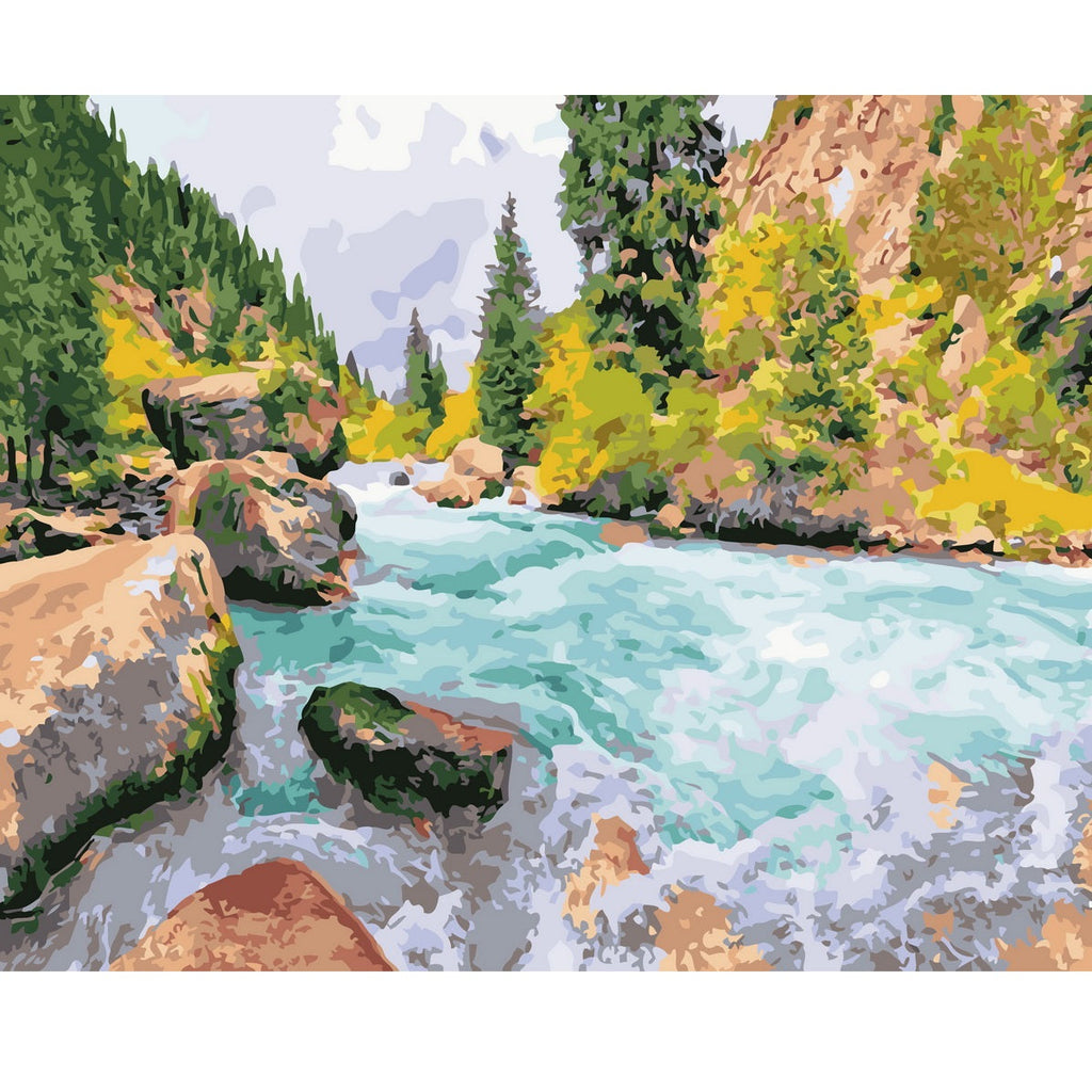 DIY Paint by Numbers Canvas Painting Kit - Tributary River Flow