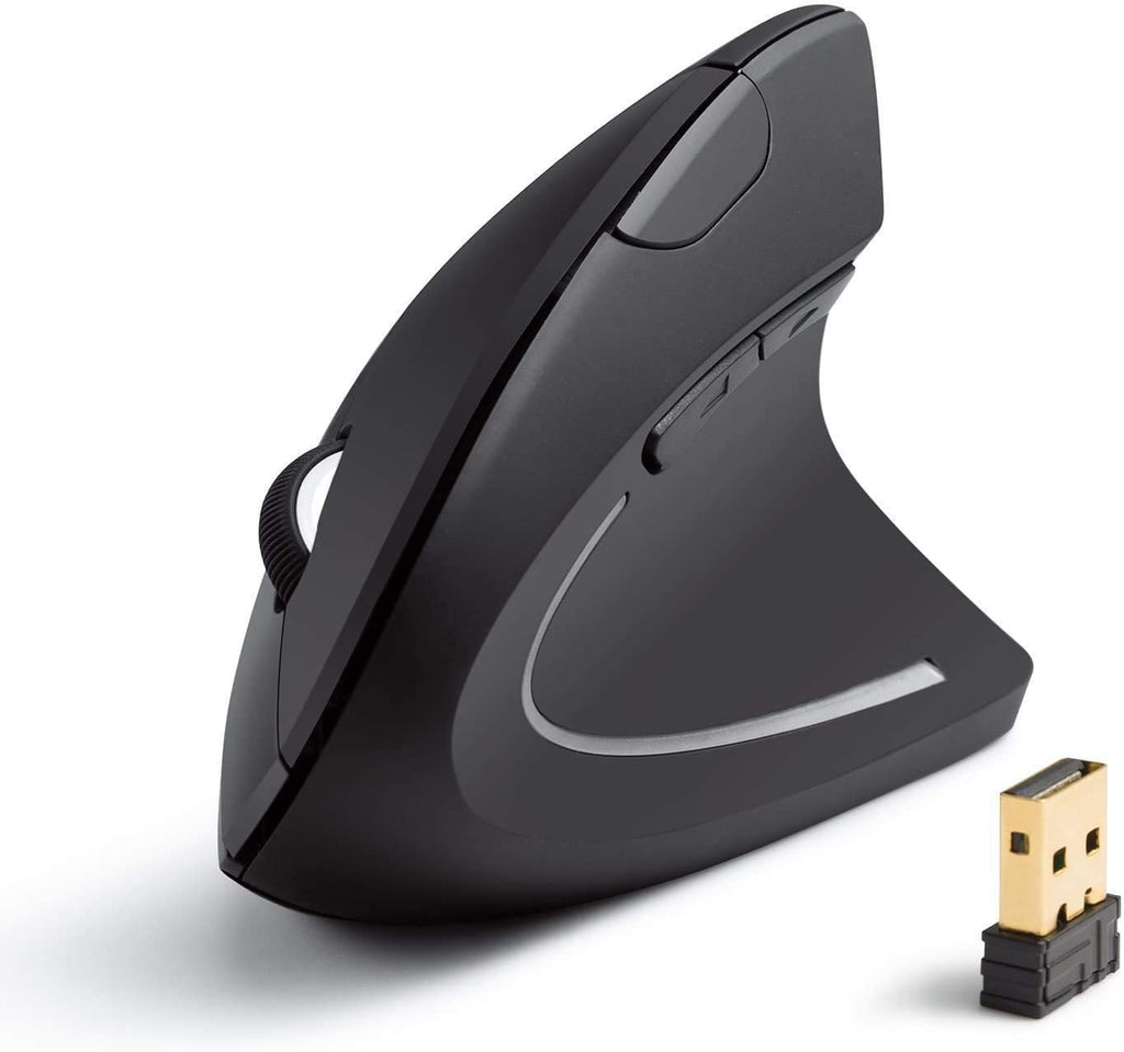 2.4G Wireless Vertical Optical Mouse - Right Hand - Black