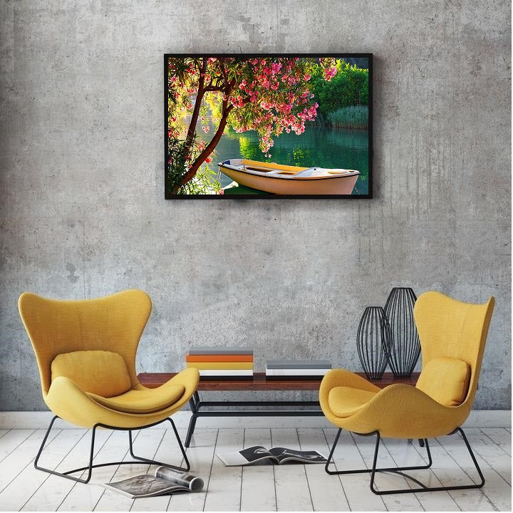 DIY Paint by Numbers Canvas Painting Kit - Sailing Boat Under Blooming Tree