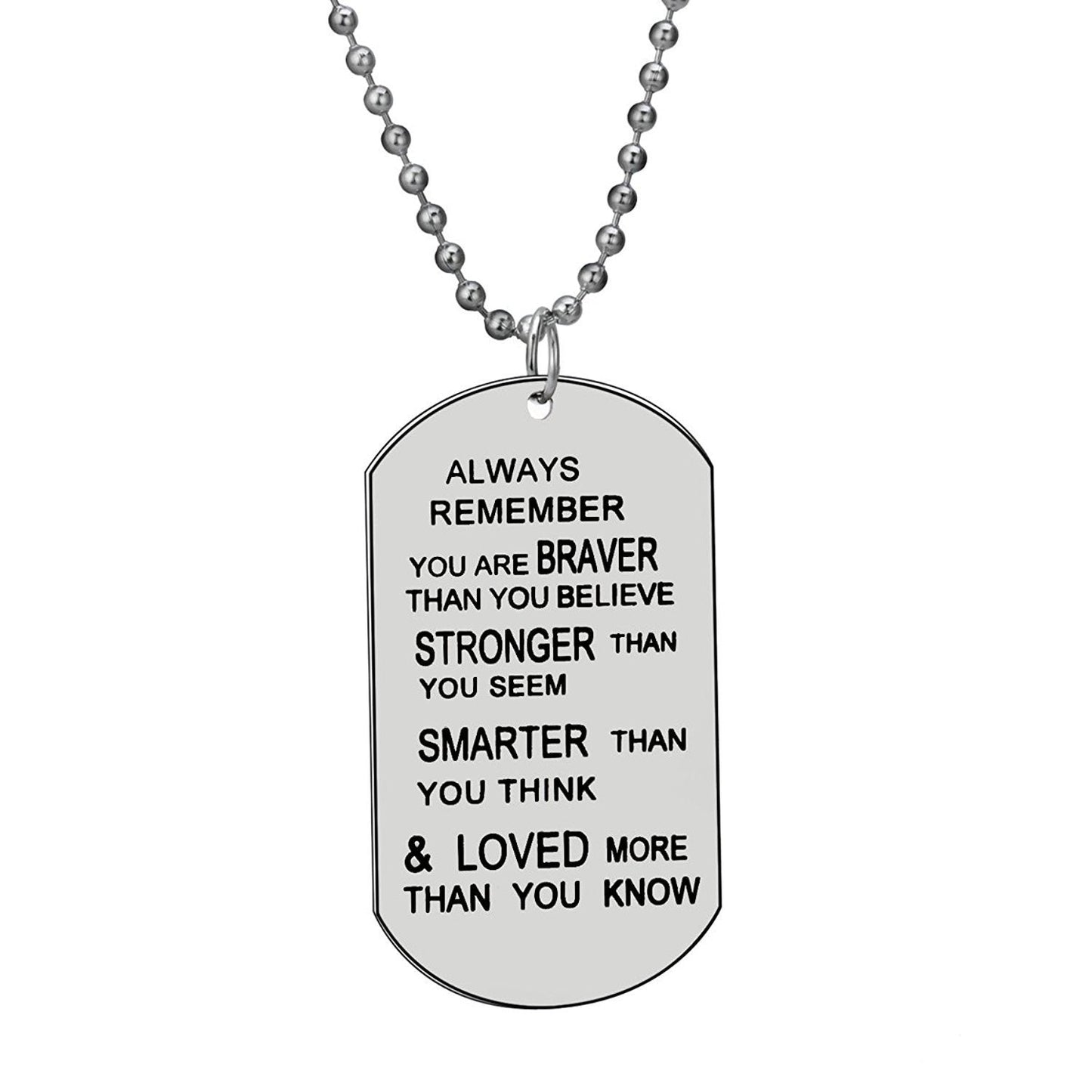 Inspirational Pendant Necklace Remember You are Braver Than You Believe