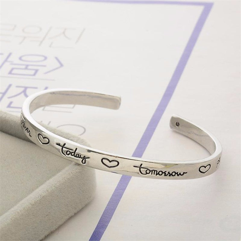 “Friends Forever Today Tomorrow Always” Engraved Bracelet - Friendship Jewelry