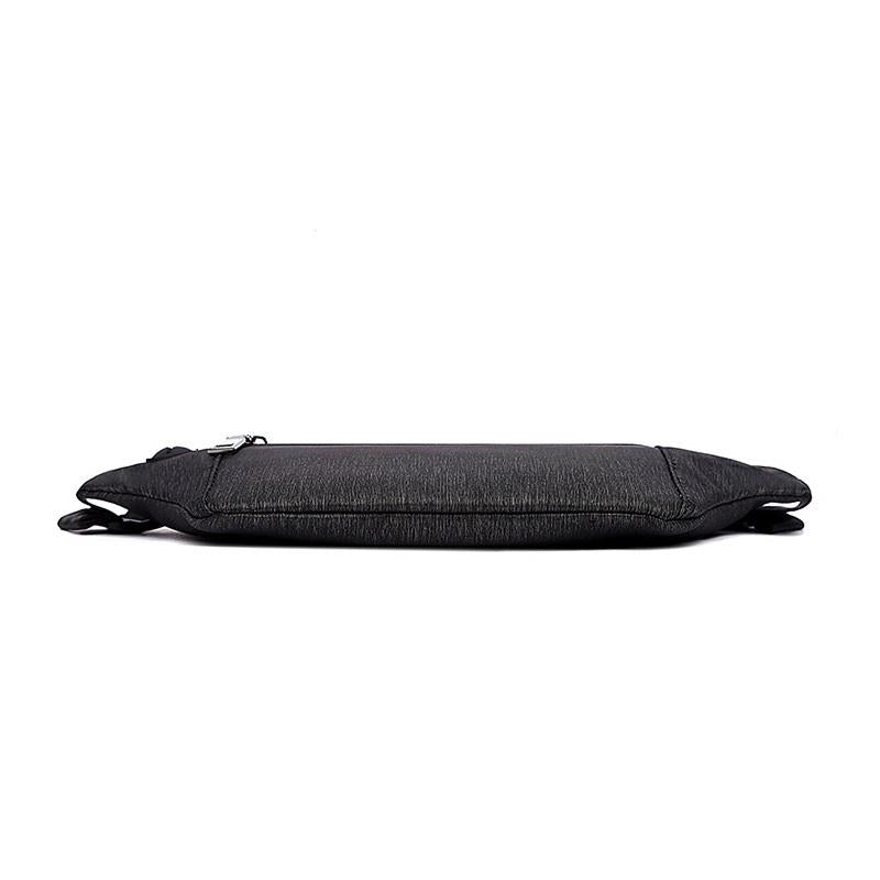 Waist Bag Fanny Pack Slim Soft Canvas Hip Pack for Man (Black)