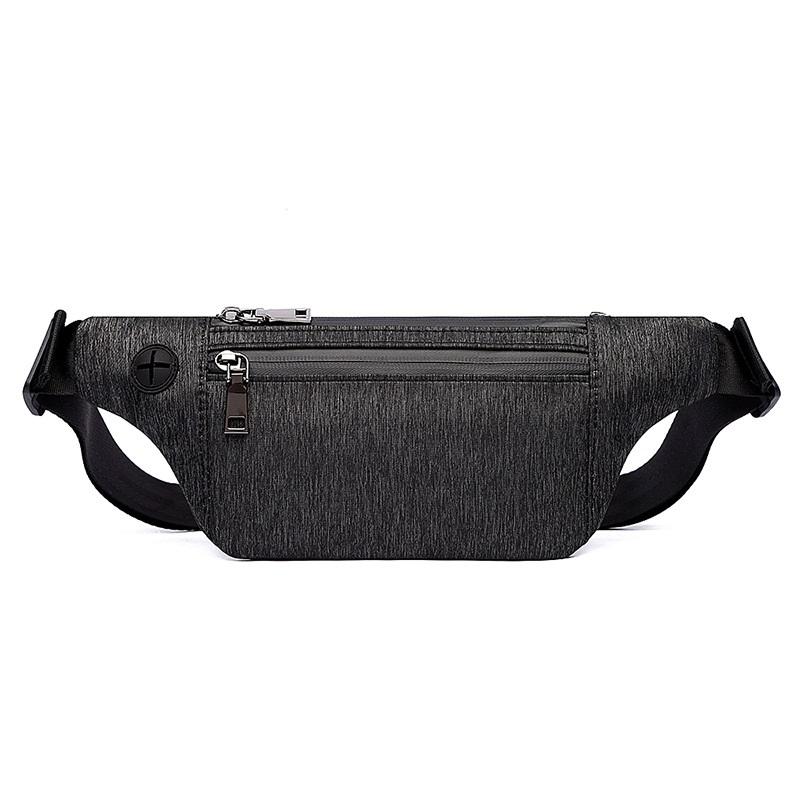 Waist Bag Fanny Pack Slim Soft Canvas Hip Pack for Man (Black)