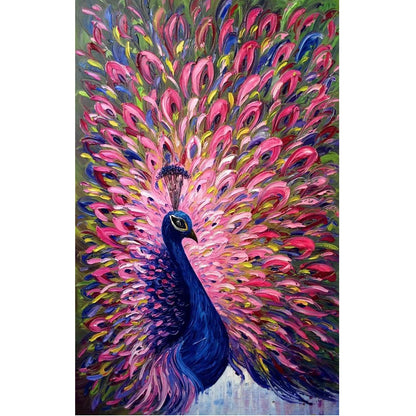 DIY Paint by Numbers Canvas Painting Kit - Pink Peacock