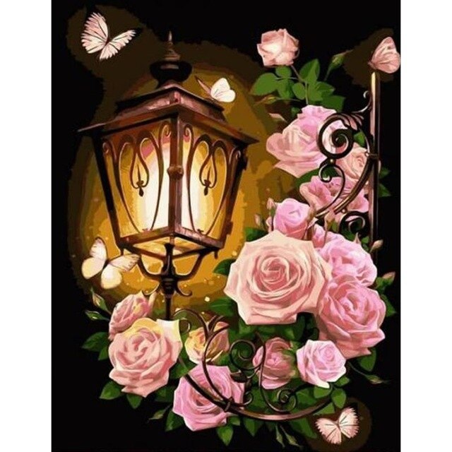 DIY Paint by Numbers Canvas Painting Kit - Roses and Light Porch