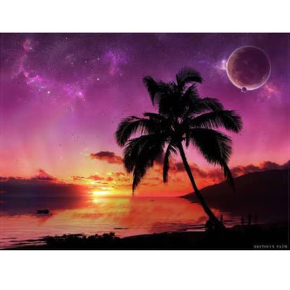 DIY Paint by Numbers Canvas Painting Kit - Purple Summer Nights Palm