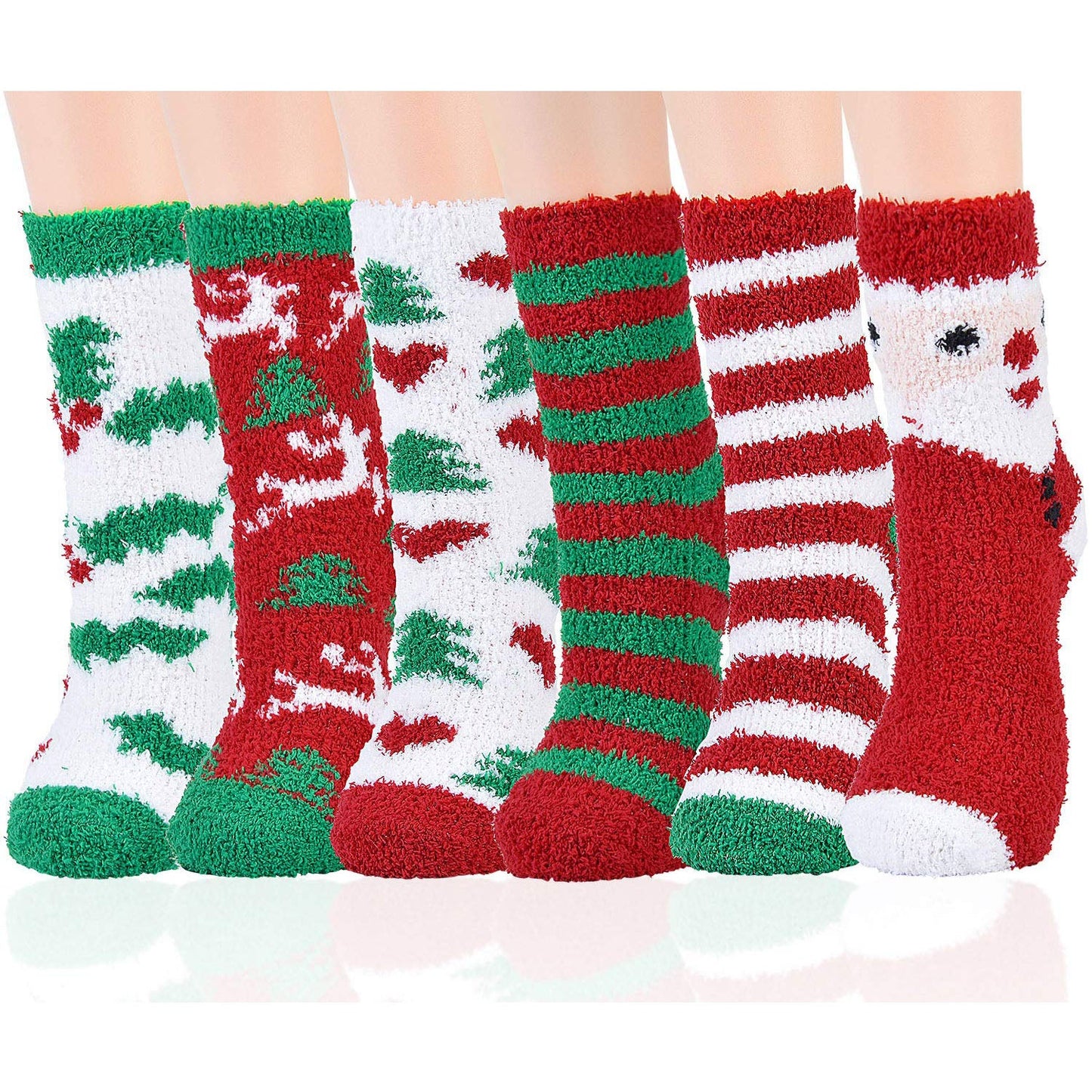 Winter Socks for Women - Colorful Reindeer Snowman Socks - [6 Pairs]