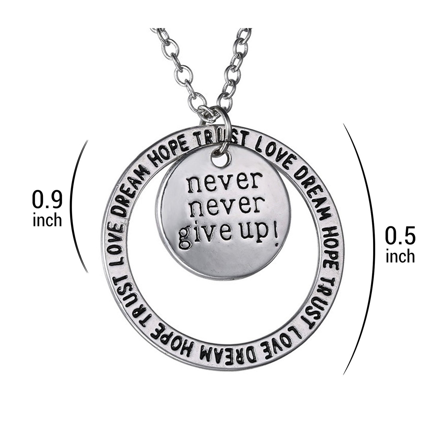 Never Give Up Pendant Necklace