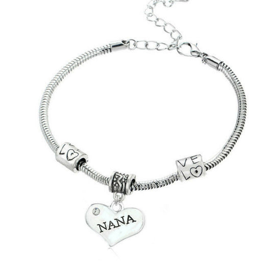 “Nana” Charm Bracelets | Adorable Nana Heart Bracelet | Best Family Jewelry Gift