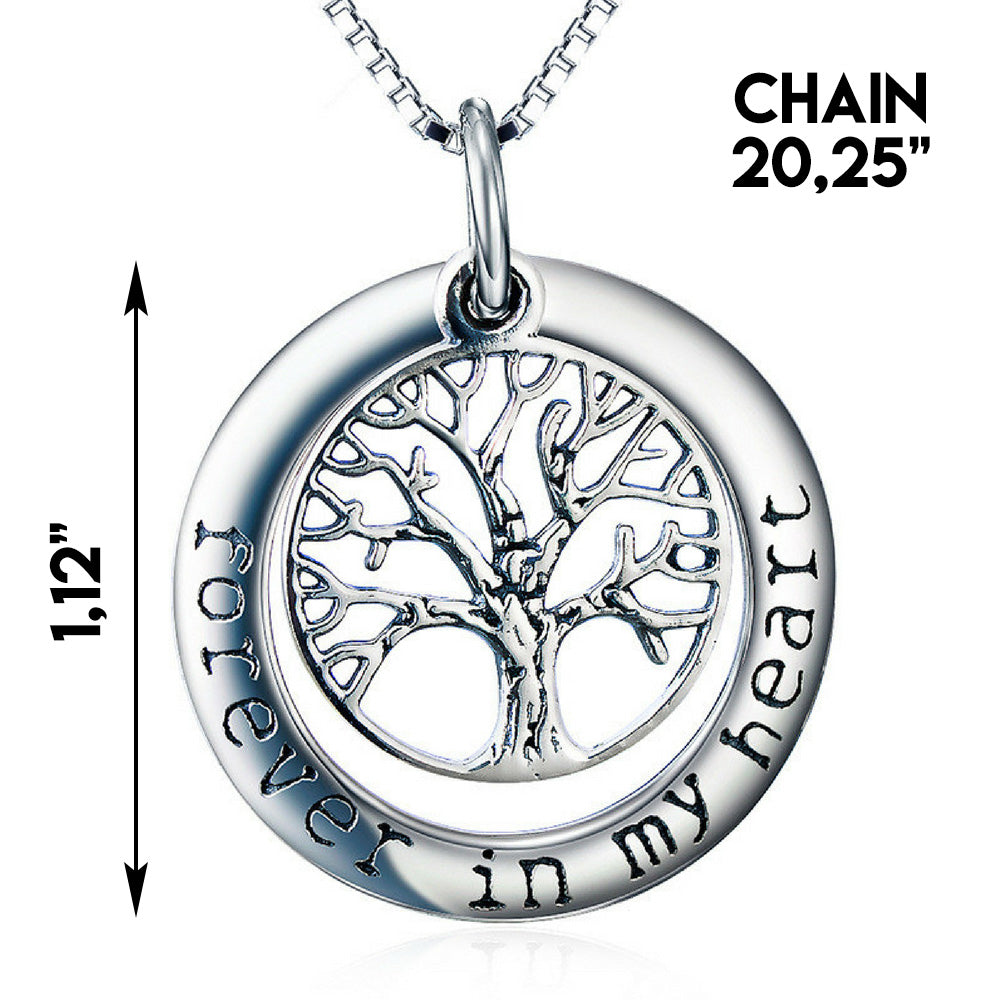 Tree of Life Pendant Necklace - Forever in My Heart - Memorial Jewelry - Locket Necklace for Women