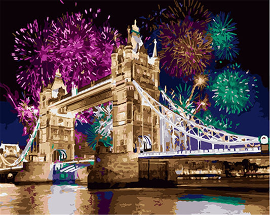 DIY Paint by Numbers Kit - Tower Bridge Fireworks