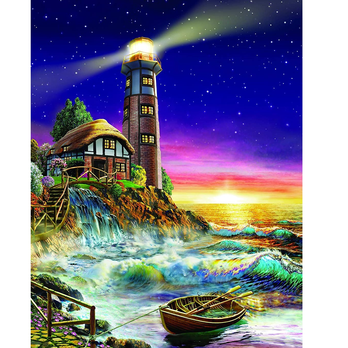 Lighthouse Boat Puzzle - Large Paper Jigsaw Puzzle [1000 Pieces]