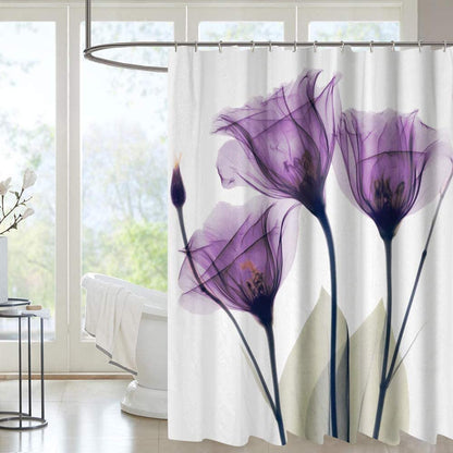 Shower Curtain with Metal Hooks, 72" x 72" - Purple Flower