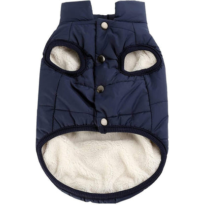 Double Layer Fleece Warm Dog Jacket Coat Vest - Blue