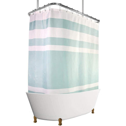 Shower Curtain with Metal Hooks, 72" x 72" - Mint Lines