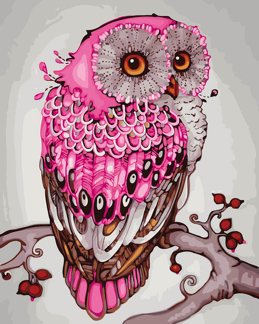 DIY Paint by Numbers Kit - Pink Owl