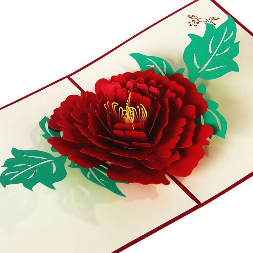 3D BIG Red Flower Pop Up Card and Envelope