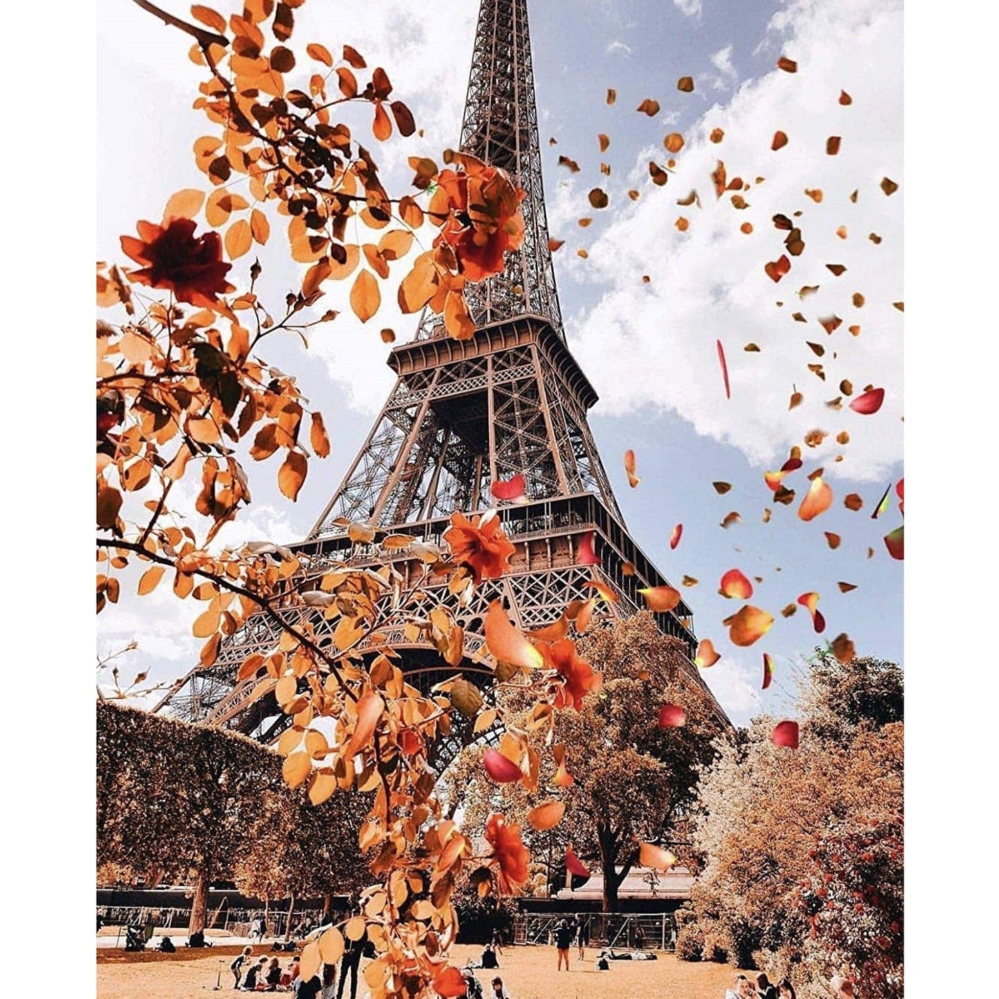 DIY Paint by Numbers Canvas Painting Kit - Autumn in Paris Eiffel Tower