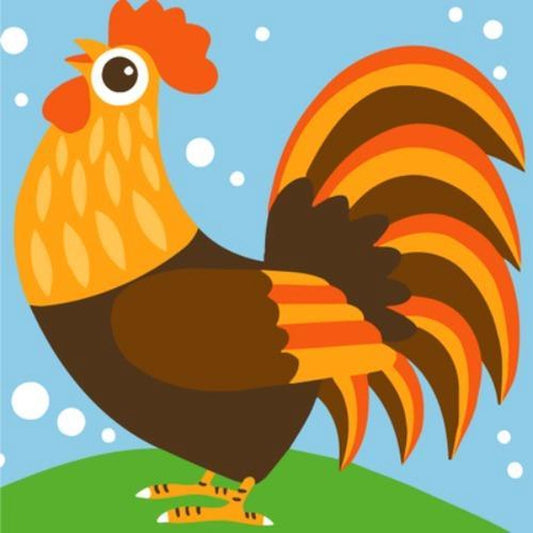 Paint by Number Kits for Kids Beginner - Cute Rooster 8" x 8"