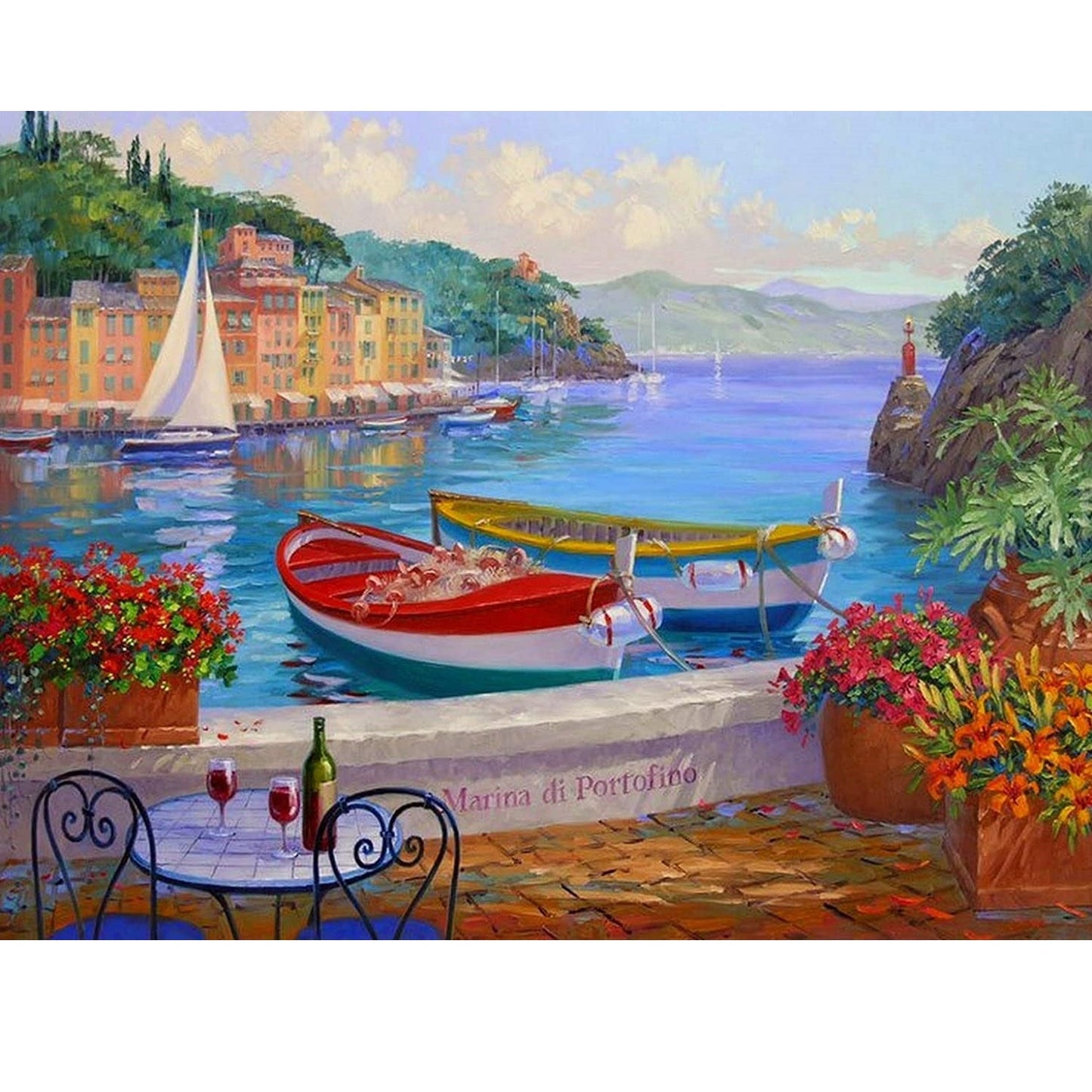 DIY Paint by Numbers Canvas Painting Kit - Fishing Boat in The Sea