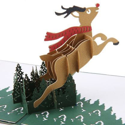 3D Christmas Deer Pop Up Card and Envelope