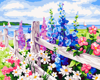 Paint by Numbers Kit - Flowers and Fence