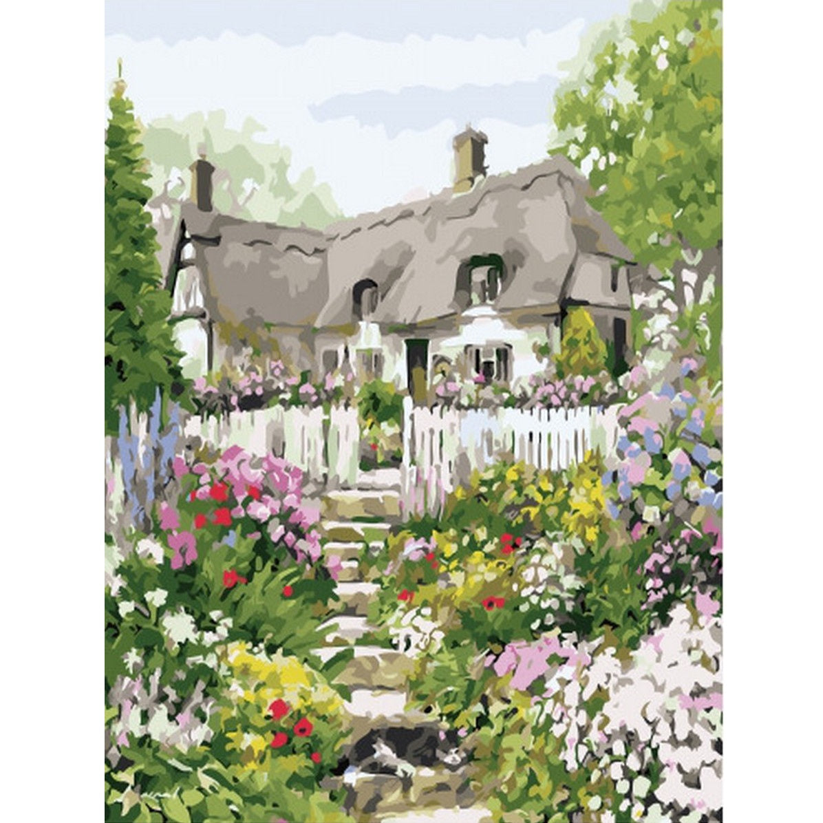 DIY Paint by Numbers Canvas Painting Kit - Cottage House