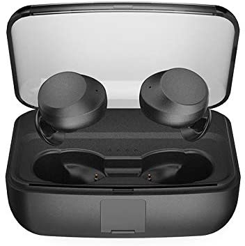 Bluetooth 5.0 Earbuds with Wireless Charging Case - Black