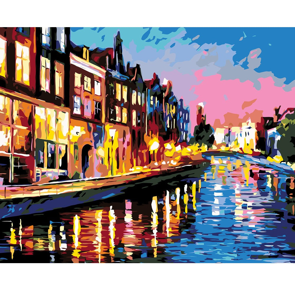 DIY Paint by Numbers Canvas Painting Kit - Sunset by The River