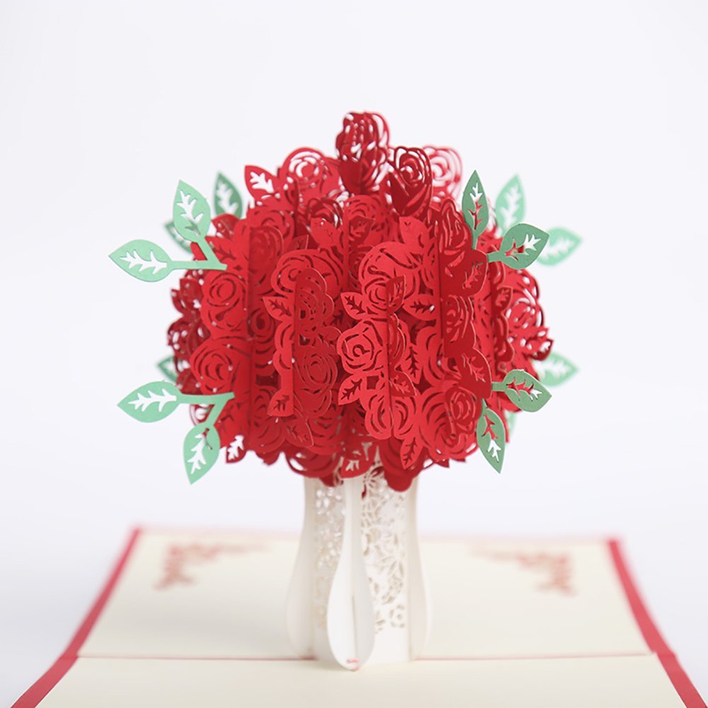 3D RED Bouquet Pop Up Card and Envelope