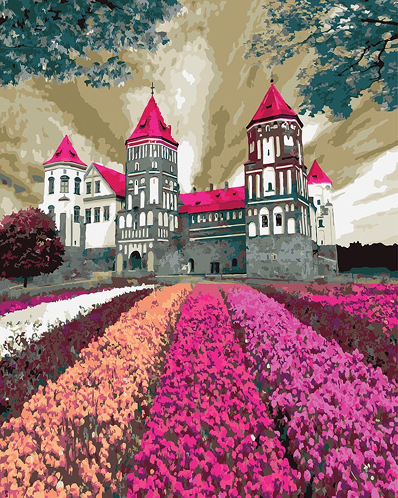 Paint by Numbers Kit - Pink Castle and Field