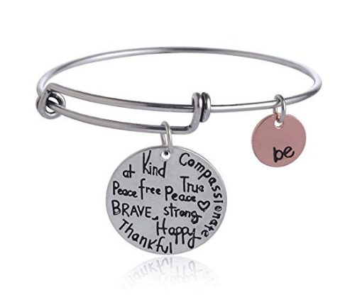 Expandable Charm Bracelet - “Be Thankful, Brave, Happy, Kind, True, Compassionate, Strong”