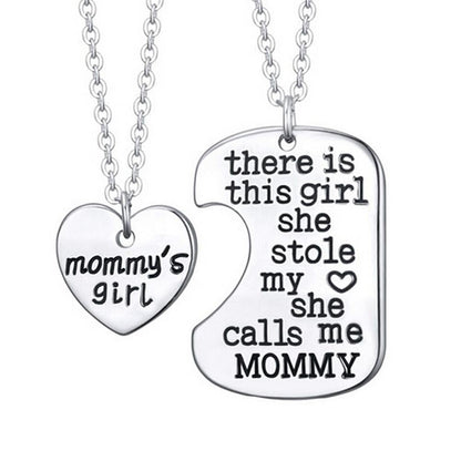 Mommy’s Girl Heart Pendant Necklace - Mother Daughter Necklace Set