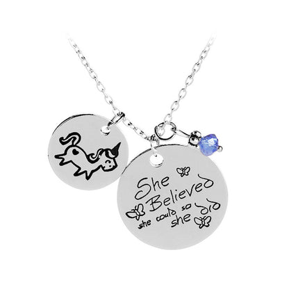 She Believed She Could So She Did - Round Pendant Necklace