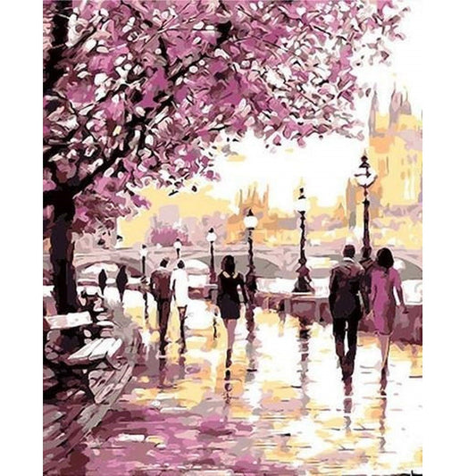 DIY Paint by Numbers Canvas Painting Kit - Rainy Spring Day