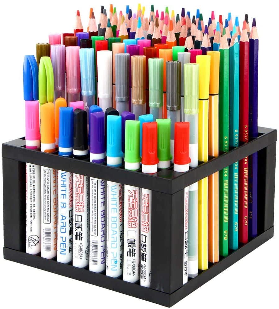 96 Hole Plastic Pencil & Brush Holder Multi Bin Organizer