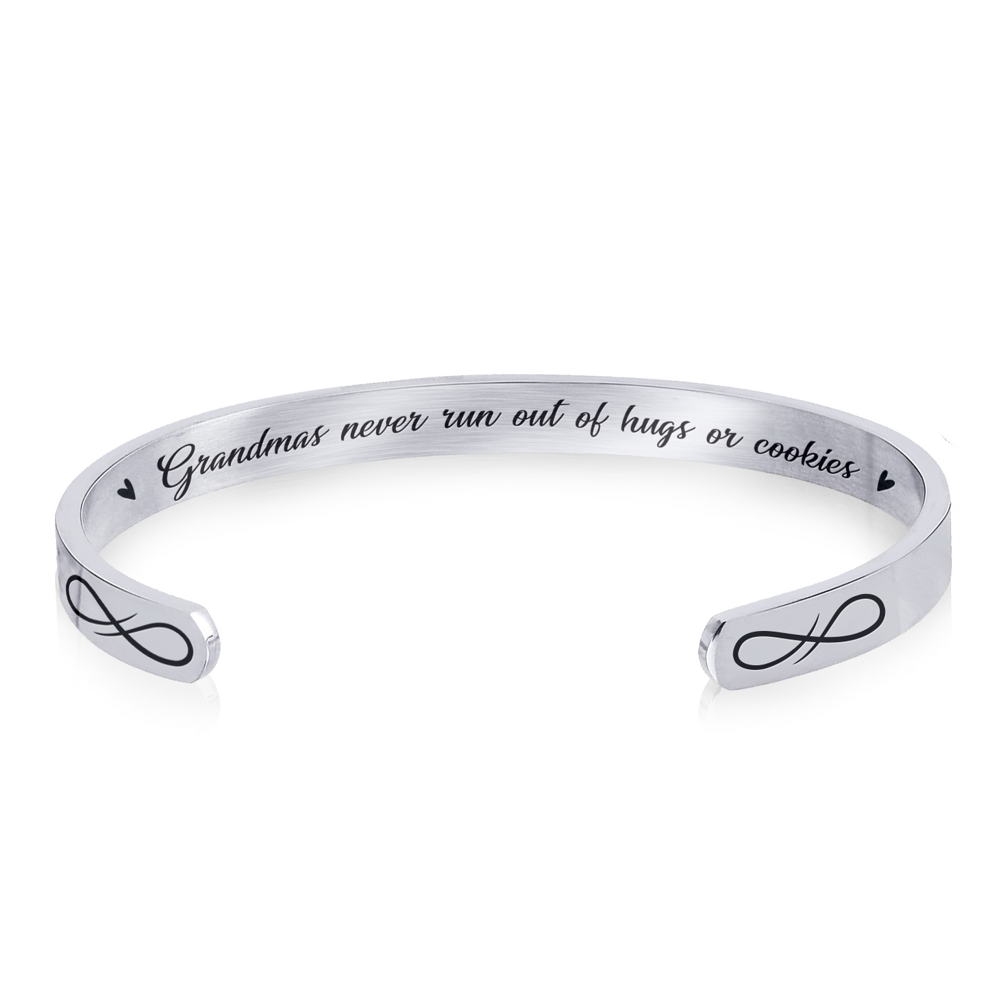 Stainless Steel Bracelet - Cuff Bracelet - Grandmas Never Run Out of Hugs or Cookies