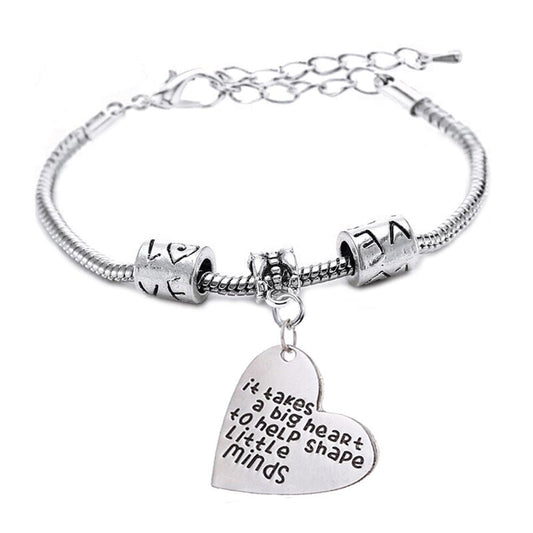 It Takes a Big Heart to Help Shape Little Minds - Pendant Bracelet