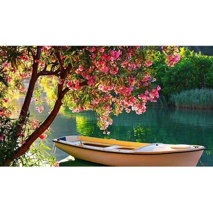 DIY Paint by Numbers Canvas Painting Kit - Sailing Boat Under Blooming Tree