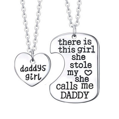 Daddy's Girl Heart Pendant Necklace - Father Daughter Necklace Set