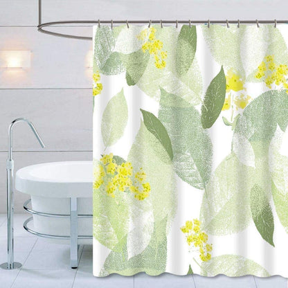 Shower Curtain with Metal Hooks, 72" x 72" - Yellow Leaves