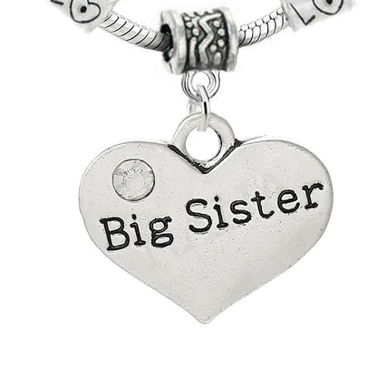 “Big Sister” Charm Bracelets, Adorable Big Sister Heart Bracelet, Best Family Jewelry Gift