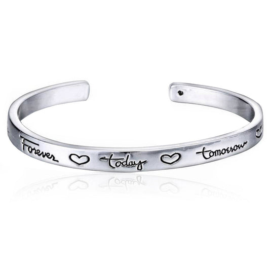 “Friends Forever Today Tomorrow Always” Engraved Bracelet - Friendship Jewelry