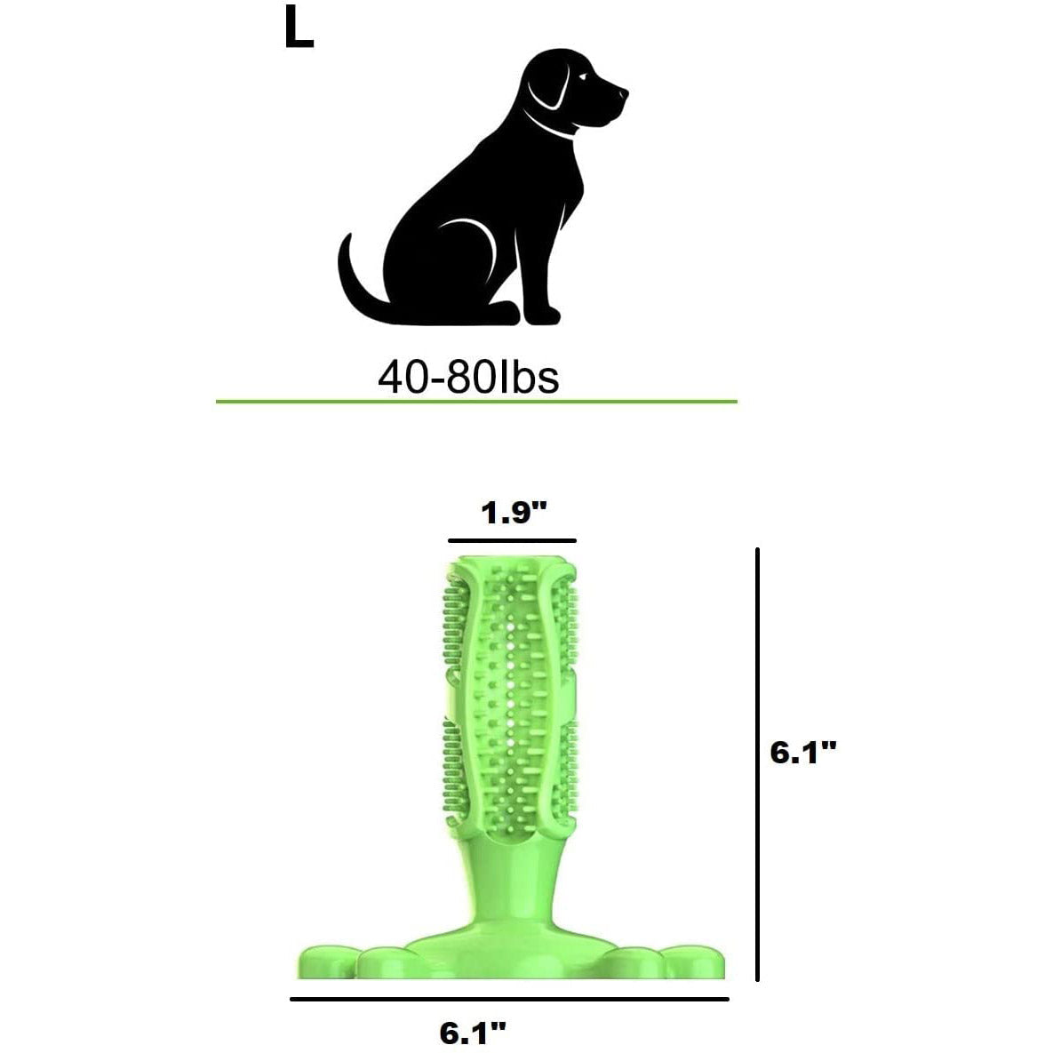 Dog Toothbrush Chew Toy - For Dogs of 40-80 lbs - Green