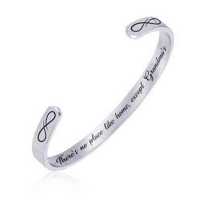 Stainless Steel Bracelet - Cuff Bracelet - There's no Place Like Home Except Grandma's