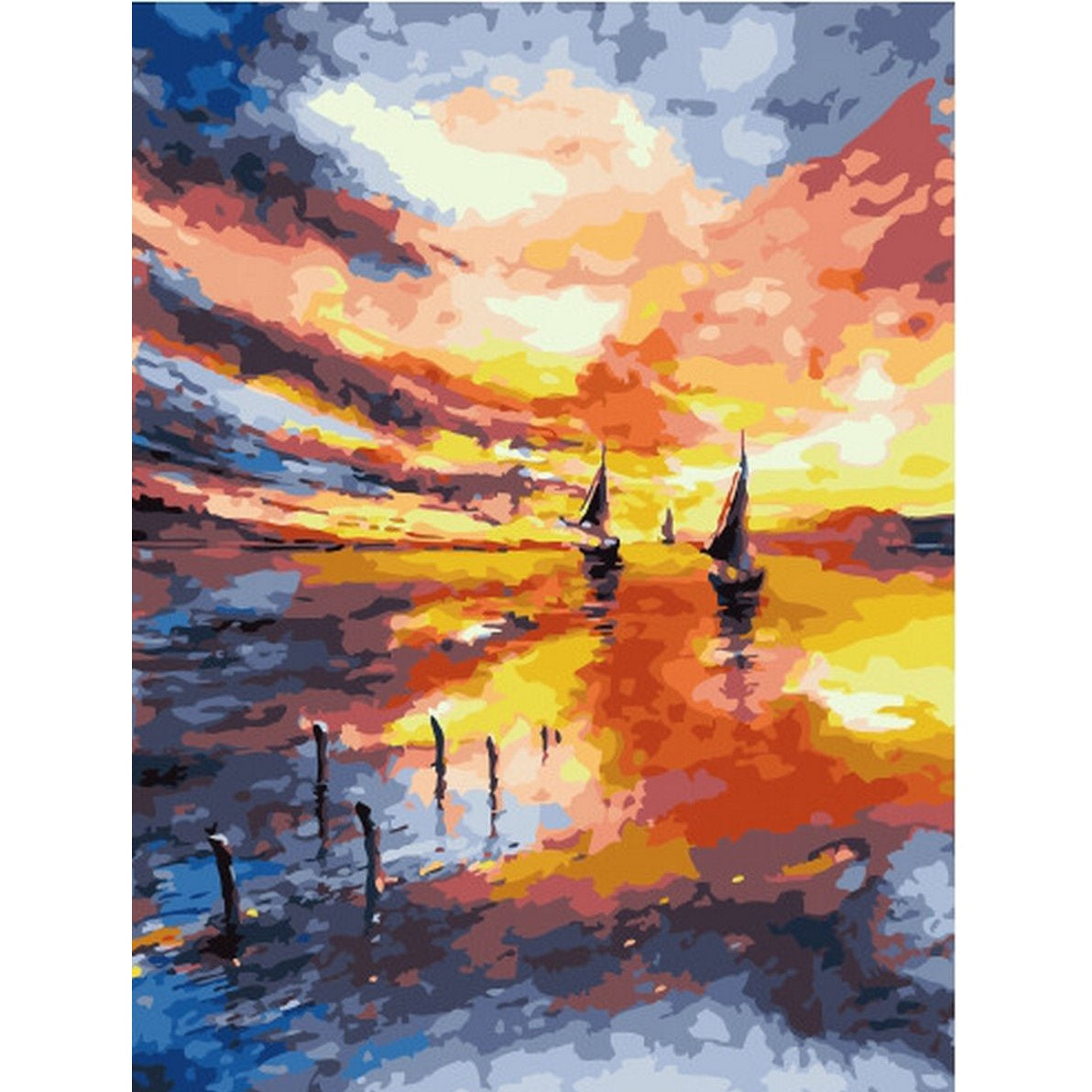 DIY Paint by Numbers Canvas Painting Kit - Perfect Sunset by The Lake