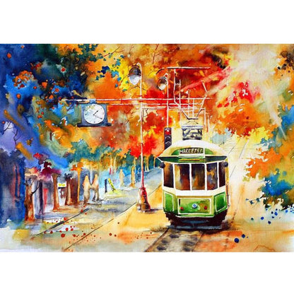 DIY Paint by Numbers Canvas Painting Kit - Colorful Tram