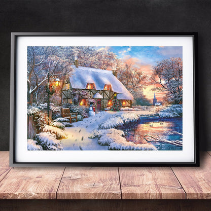 DIY Paint by Numbers Canvas Painting Kit - Winter House by The Lake