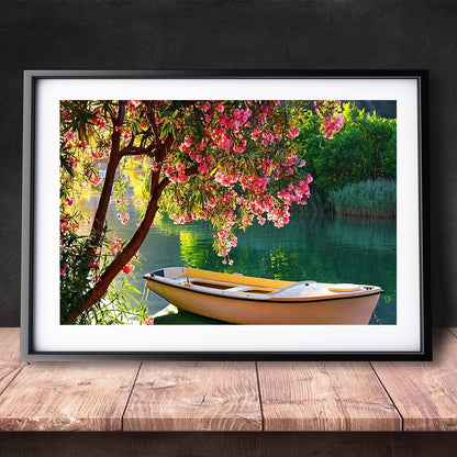 DIY Paint by Numbers Canvas Painting Kit - Sailing Boat Under Blooming Tree