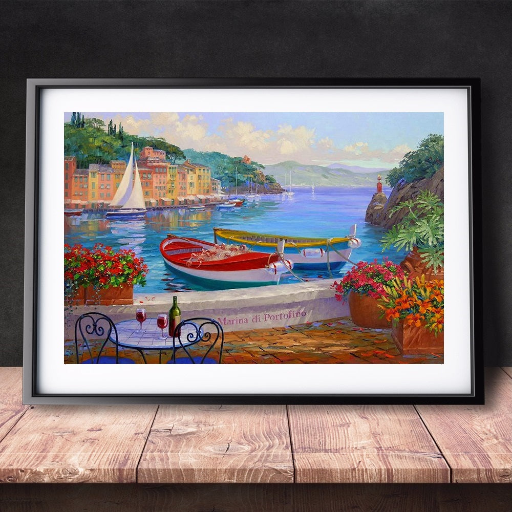 DIY Paint by Numbers Canvas Painting Kit - Fishing Boat in The Sea